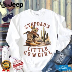 Womens Proud Stepdad's Little Cowgirl Boots Rodeo Western Family T Shirt