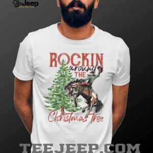 Rocking Around The Christmas Tree Santa Rock and Roll Guitar T Shirt