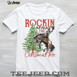 Rocking Around The Christmas Tree Santa Rock and Roll Guitar T Shirt