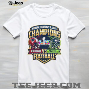 2026 Super Bowl Champions Matchup Patriots vs Seahawks Gold Emblem T Shirt