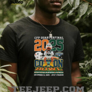 Miami Hurricanes 2025 CFP Quarterfinal Cotton Bowl Mascot T Shirt Miami Hurricanes 2025 CFP Quarterfinal Cotton Bowl Mascot T Shirt