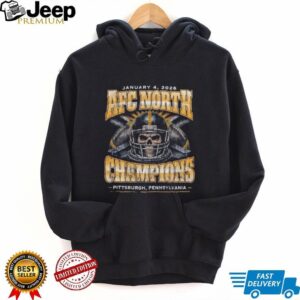 AFC North Champions Pittsburgh Football Skull 2026 Navy T Shirt