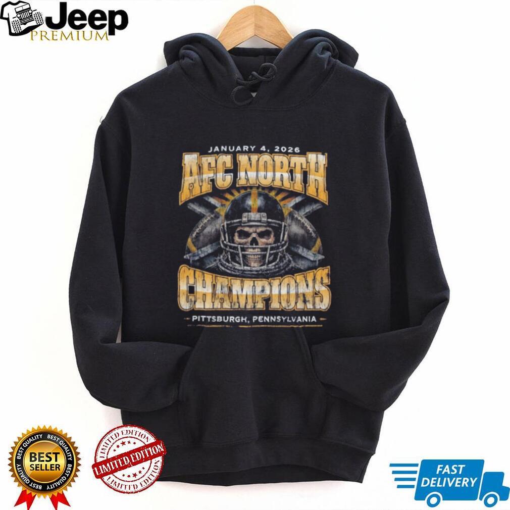 AFC North Champions Pittsburgh Football Skull 2026 Navy T Shirt AFC North Champions Pittsburgh Football Skull 2026 Navy T Shirt