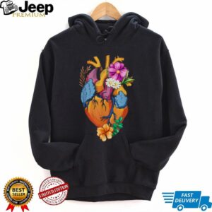 Anatomical Heart with Colorful Floral Bloom Aesthetic T Shirt