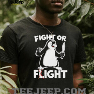 Angry Penguin Fight Or Flight Knife Humor Graphic T Shirt