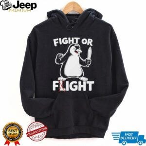 Angry Penguin Fight Or Flight Knife Humor Graphic T Shirt