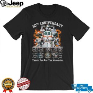 Miami Dolphins 60th Anniversary 1965 2025 Commemorative T Shirt