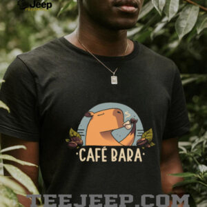 Cafe Bara Capybara Drinking Coffee Funny Animal T Shirt