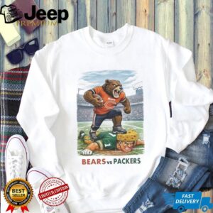 Chicago Bears Mascot Stepping on Green Bay Packers Cheesehead Football Rivalry T Shirt