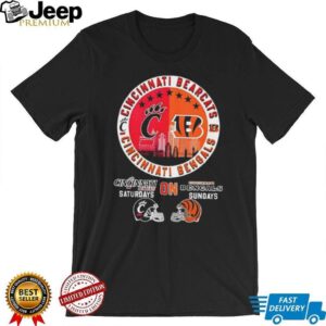 Cincinnati Bearcats on saturdays and Cincinnati Bengals on sundays logo mashup helmet shirt