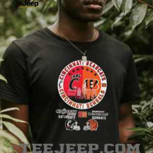 Cincinnati Bearcats on saturdays and Cincinnati Bengals on sundays logo mashup helmet shirt