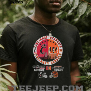 Cincinnati Saturdays Bearcats & Sundays Bengals Dual Team T Shirt Cincinnati Saturdays Bearcats & Sundays Bengals Dual Team T Shirt