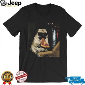 Cool Pug Eating Pizza With Sunglasses Meme Shirt Funny Party Dog Tee