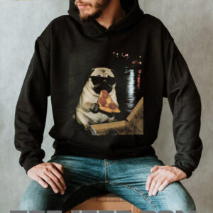 Cool Pug Eating Pizza With Sunglasses Meme Shirt Funny Party Dog Tee
