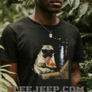 Cool Pug Eating Pizza With Sunglasses Meme Shirt Funny Party Dog Tee