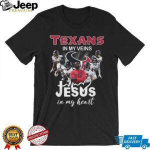 Custom Texans In My Veins Jesus In My Heart T Shirt Custom Texans In My Veins Jesus In My Heart T Shirt