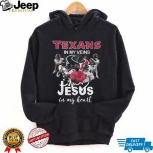 Custom Texans In My Veins Jesus In My Heart T Shirt