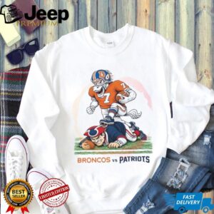 Denver Broncos Mascot vs New England Patriots Football Rivalry Graphic T Shirt