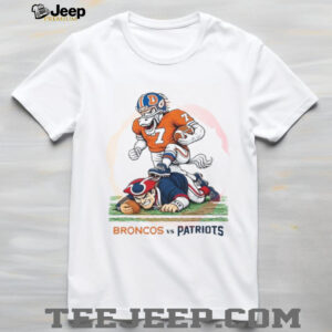 Denver Broncos Mascot vs New England Patriots Football Rivalry Graphic T Shirt