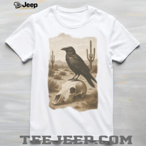 Desert Raven on Animal Skull Western Gothic Aesthetic T Shirt