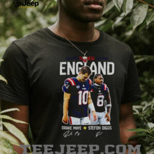 Drake Maye and Stefon Diggs New England Patriots Signatures Football T Shirt