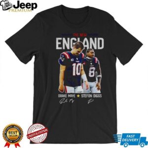 Drake Maye and Stefon Diggs New England Patriots Signatures Football T Shirt