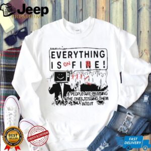 Everything Is On Fire Dystopian TV Head Social Commentary T Shirt