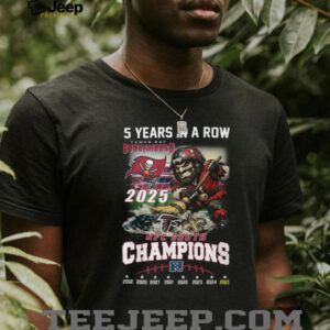 Tampa Bay Buccaneers 5 Years In A Row NFC South Champions T Shirt Tampa Bay Buccaneers 5 Years In A Row NFC South Champions T Shirt