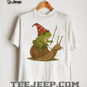 Frog Wizard Riding Snail Off To Cause A Kerfuffle Whimsical Tee Frog Wizard Riding Snail Off To Cause A Kerfuffle Whimsical Tee