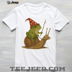Frog Wizard Riding Snail Off To Cause A Kerfuffle Whimsical Tee