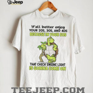 Funny 50th Birthday Turtle “Check Engine Light” Humor T Shirt