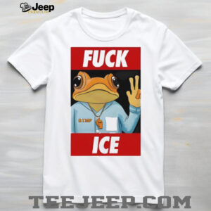 Funny Frog Peace Sign “Fvck ICE” Political Satire Graphic T Shirt