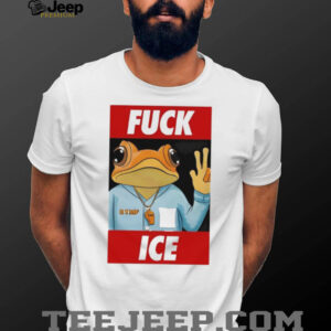 Funny Frog Peace Sign “Fvck ICE” Political Satire Graphic T Shirt