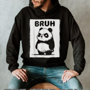 Funny Grumpy Panda “BRUH” Meme Black T Shirt