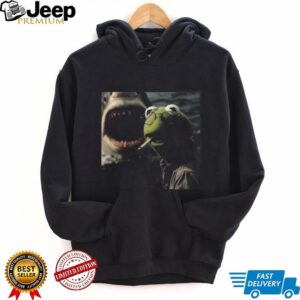 Funny Kermit The Frog Smoking With Shark Vintage Graphic Tee Funny Kermit The Frog Smoking With Shark Vintage Graphic Tee