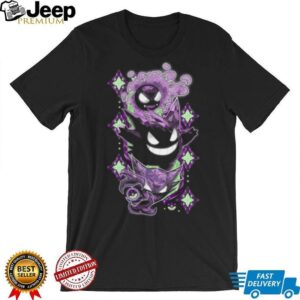 Gengar Evolution Trio Ghost Pokemon Front and Back Print T Shirt
