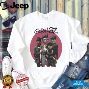 Gorillaz Virtual Band Group Portrait Pink Circle Graphic Tee Gorillaz Virtual Band Group Portrait Pink Circle Graphic Tee
