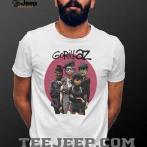 Gorillaz Virtual Band Group Portrait Pink Circle Graphic Tee