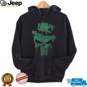 Grunge Leprechaun Skull with Top Hat Edgy Irish St. Paddy's Day Shirt