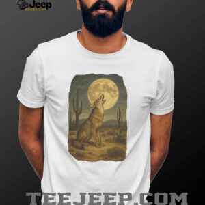 Howling Wolf Full Moon Desert Night Landscape Graphic T Shirt