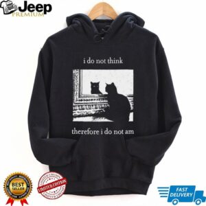 I Do Not Think Therefore I Do Not Am Existentialism Cat Mirror Black Acid Wash Tee