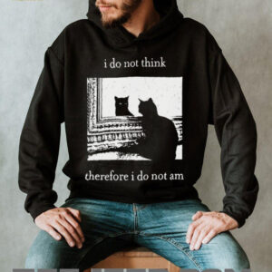 I Do Not Think Therefore I Do Not Am Existentialism Cat Mirror Black Acid Wash Tee