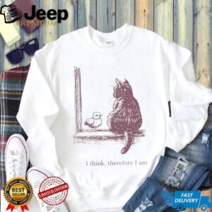I Think Therefore I Am Cat and Chick Philosophy Sketch T Shirt