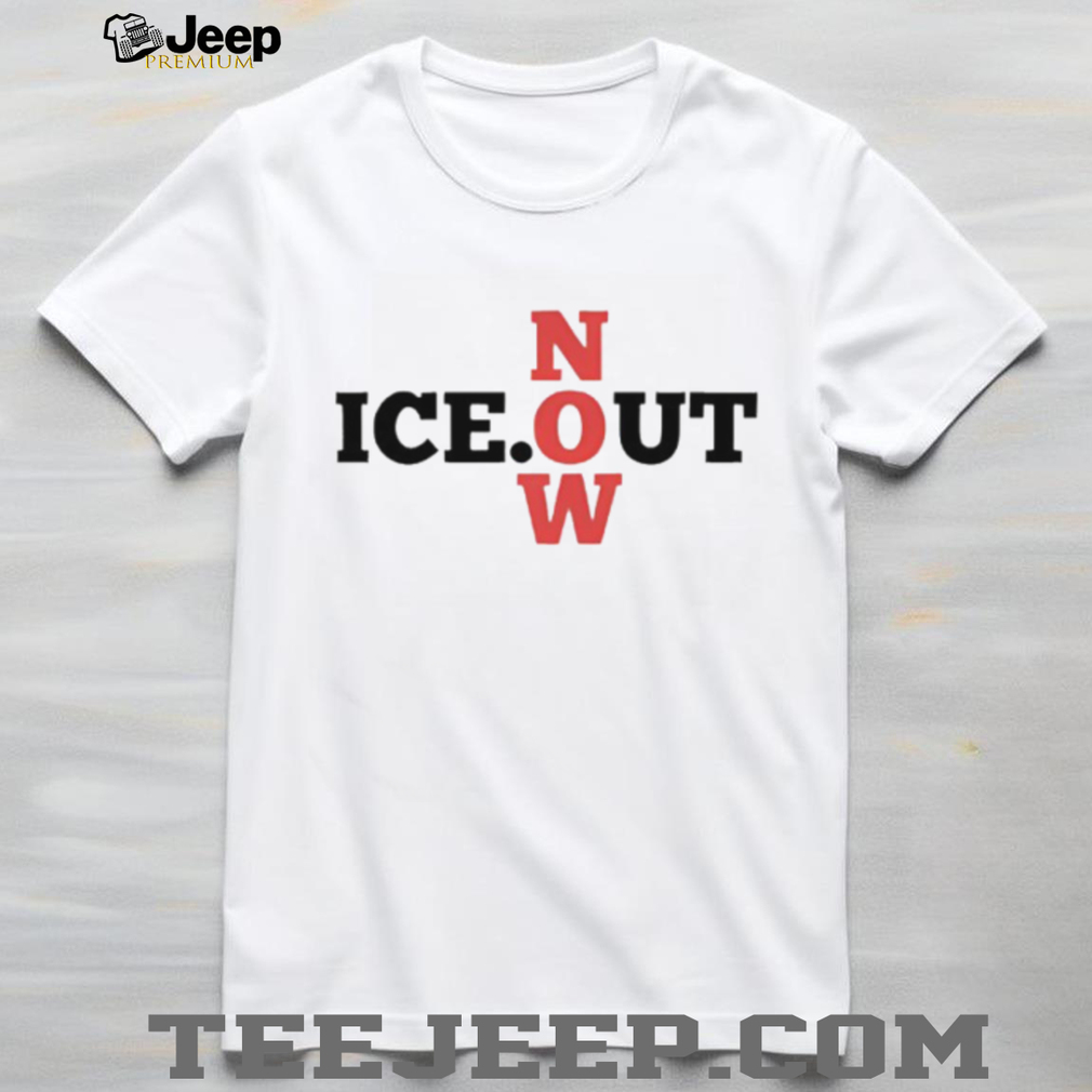 ICE OUT NOW Red and Black Typography Minimalist Graphic Tee ICE OUT NOW Red and Black Typography Minimalist Graphic Tee