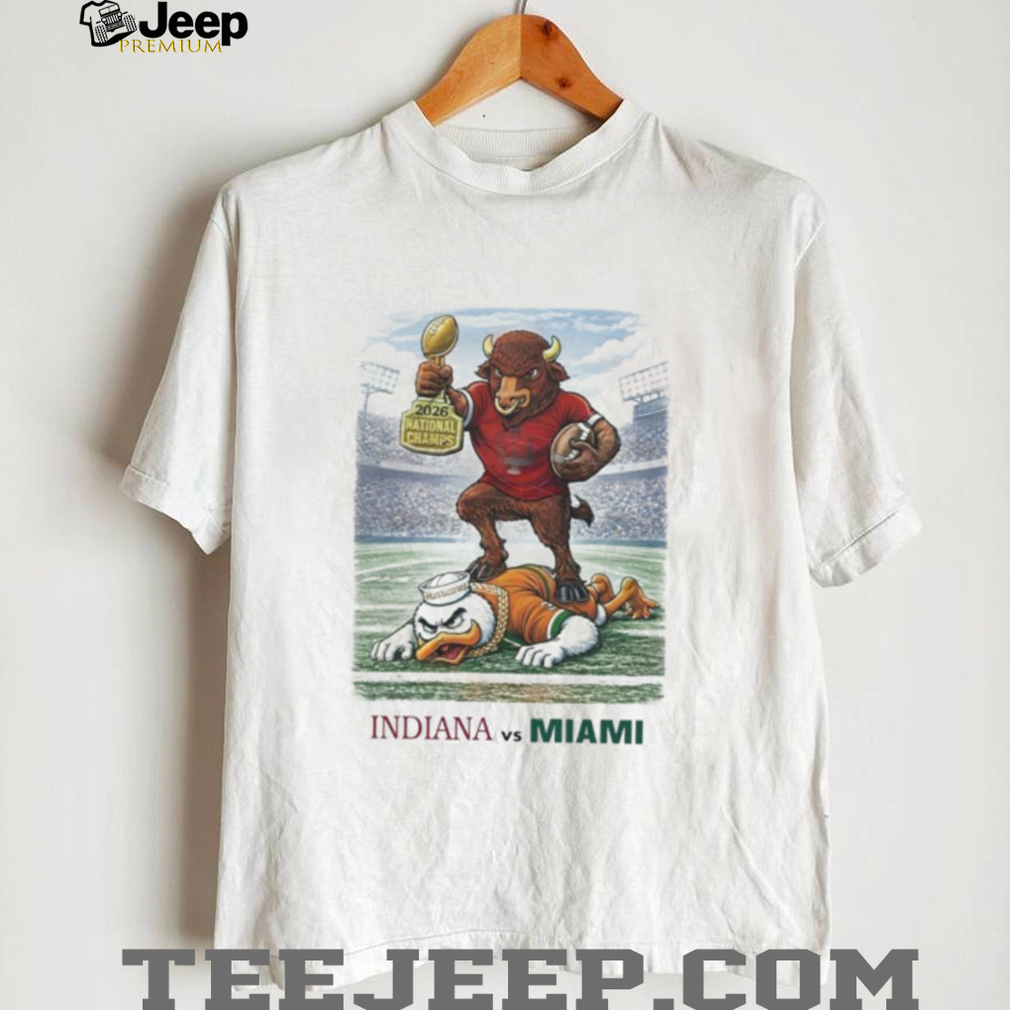 Indiana Hoosiers Bison vs Miami Hurricanes 2026 National Champs Football T Shirt Indiana Hoosiers Bison vs Miami Hurricanes 2026 National Champs Football T Shirt
