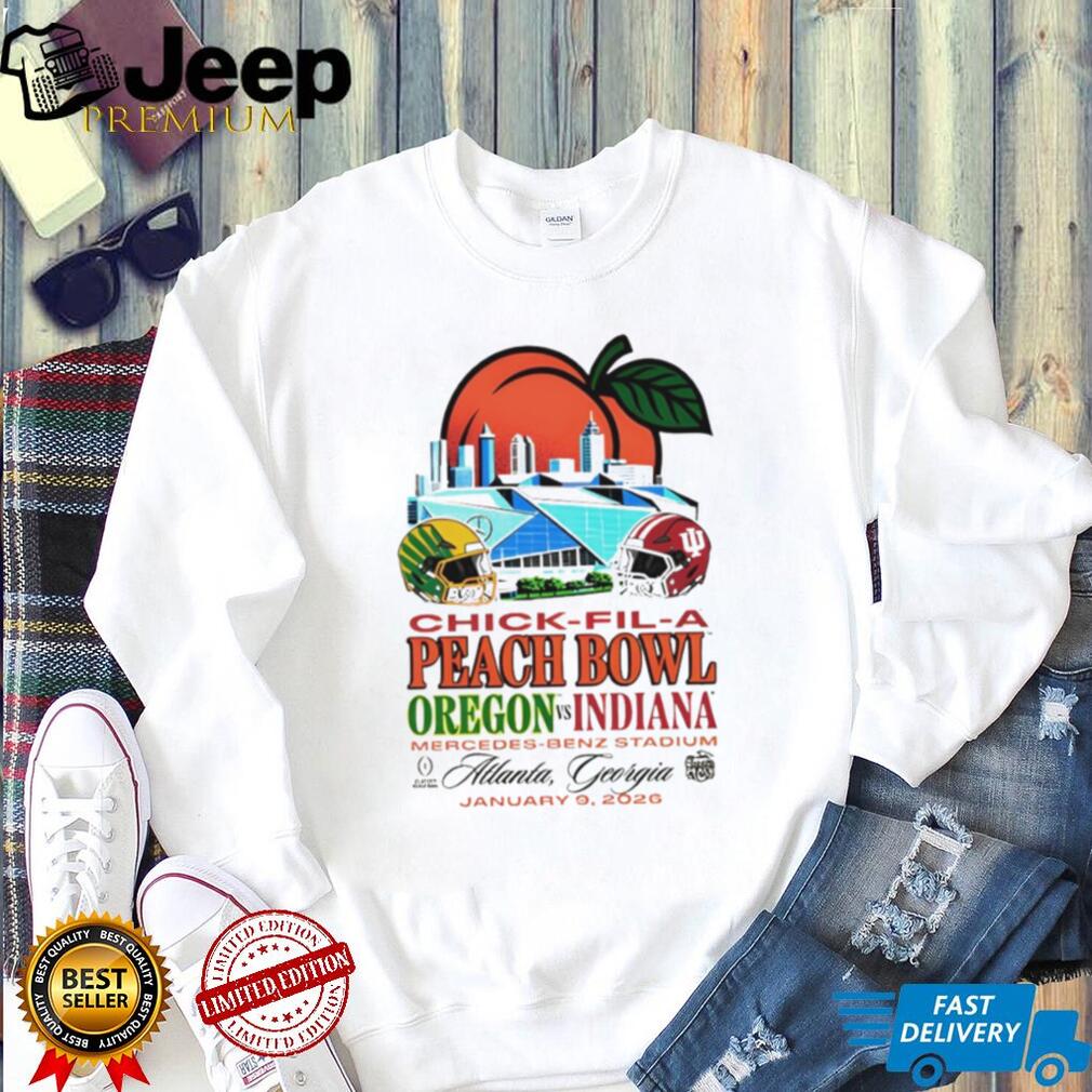 Indiana Hoosiers Peach Bowl Stadium Match Up Oregon vs Indiana Jan 9 shirt Indiana Hoosiers Peach Bowl Stadium Match Up Oregon vs Indiana Jan 9 shirt