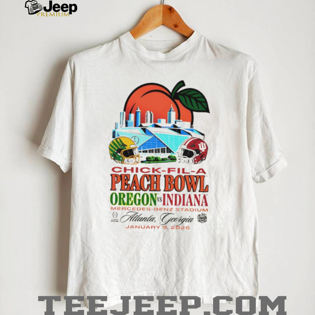 Indiana Hoosiers Peach Bowl Stadium Match Up Oregon vs Indiana Jan 9 shirt Indiana Hoosiers Peach Bowl Stadium Match Up Oregon vs Indiana Jan 9 shirt