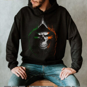 Irish Reaper Skull Hooded Flag Design Ireland Pride Graphic T Shirt Irish Reaper Skull Hooded Flag Design Ireland Pride Graphic T Shirt
