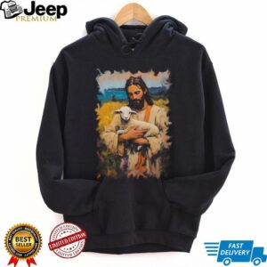 Jesus Christ The Good Shepherd With Lamb Christian Graphic Tee Jesus Christ The Good Shepherd With Lamb Christian Graphic Tee