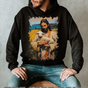 Jesus Christ The Good Shepherd With Lamb Christian Graphic Tee